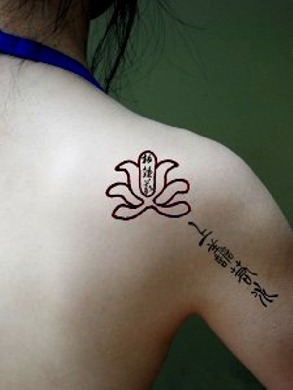 Elegant Lotus Tattoos On Shoulder