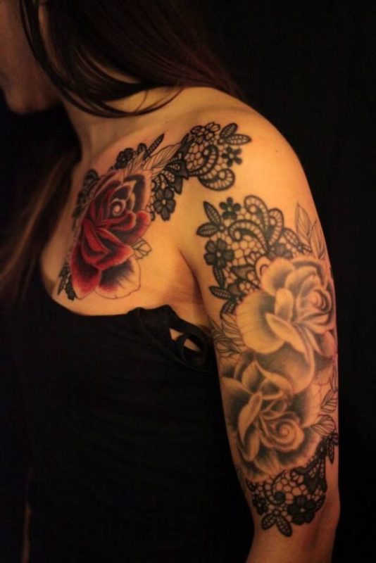 Elegant Shoulder Lace Tattoo