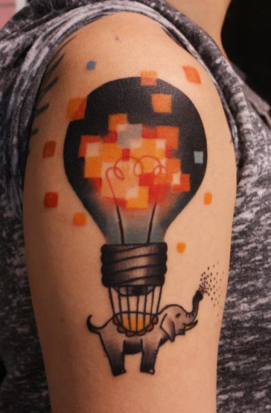 Elephant Balloon Lamp Tattoo