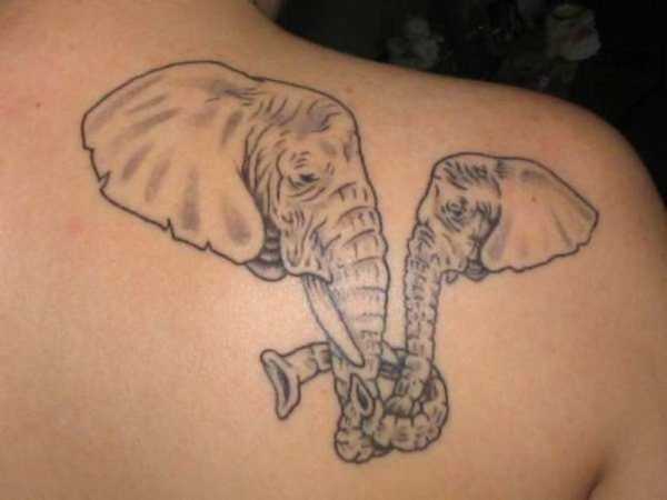 Elephants Tattoo On Back Shoulder