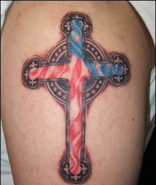 Fabulous American Flag Shoulder Tattoo