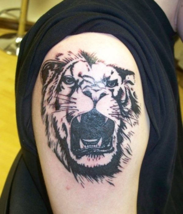 Fabulous Tiger Tattoo On Shoulder