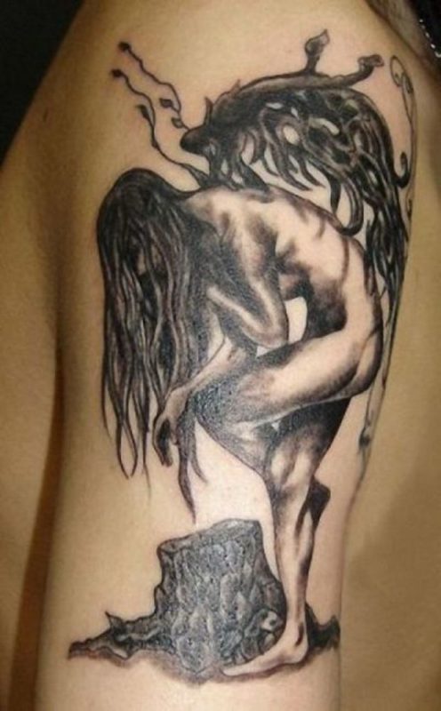 Fallen Angel Shoulder Tattoo