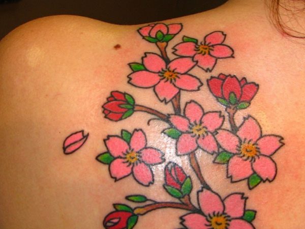 Fantastic Pink And Red Flowers Tattoo
