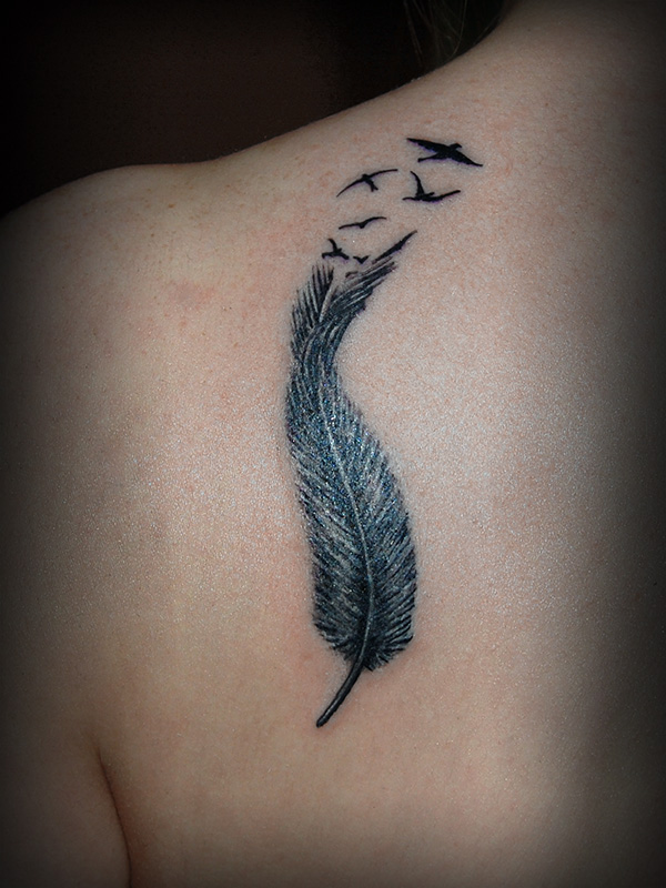 Feather Birds Shoulder Tattoo Design