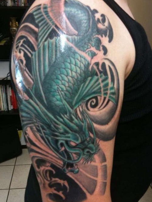 Fish Sleeve Shoulder Tattoo