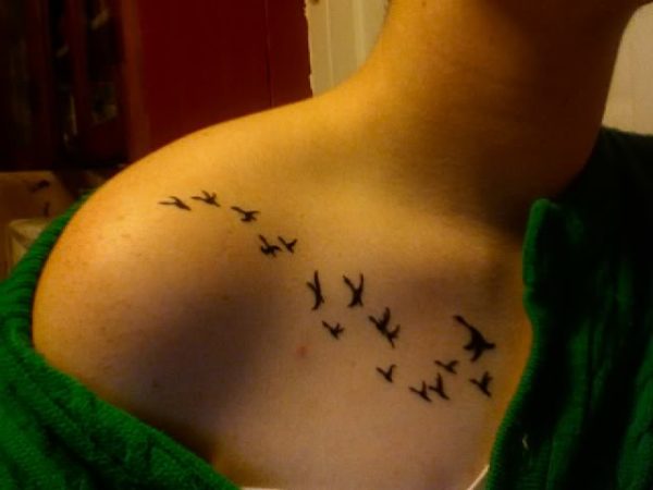Flock Of Birds Shoulder Tattoo