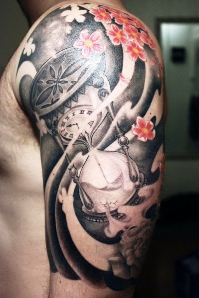 Floral Men Shoulder Tattoo