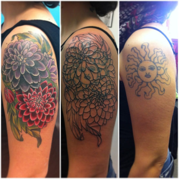Flower Cover Up Tattoo Design