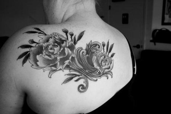 Flower Shoulder Cover Tattoo Design
