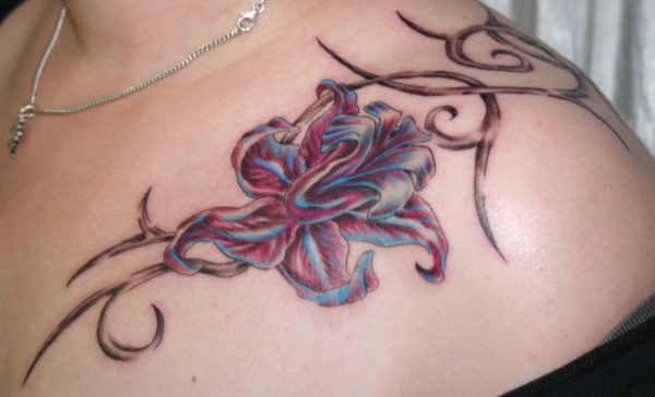 Flower  Shoulder Joint Tattoo