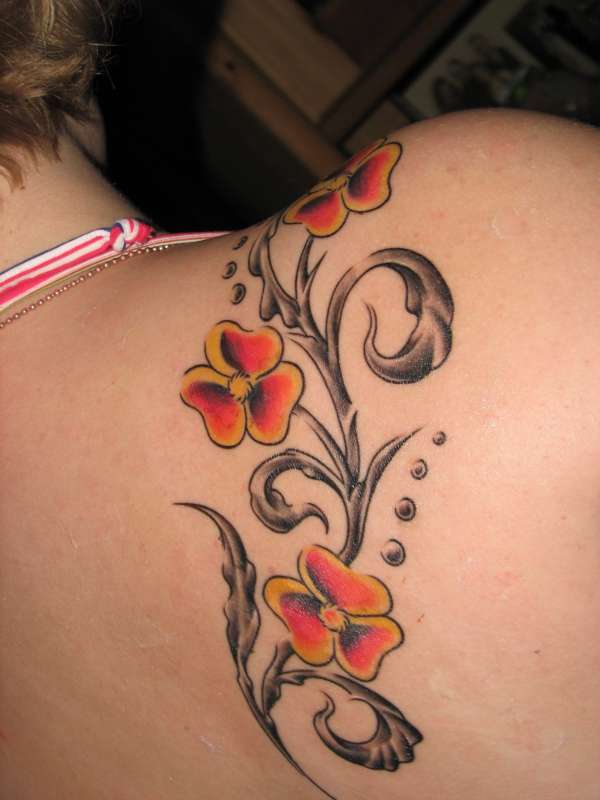 Flower Shoulder Tattoo On Shoulder Back
