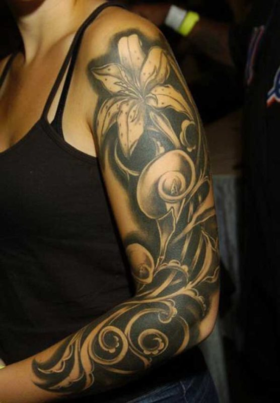 Flower Sleeve Shoulder Tattoo