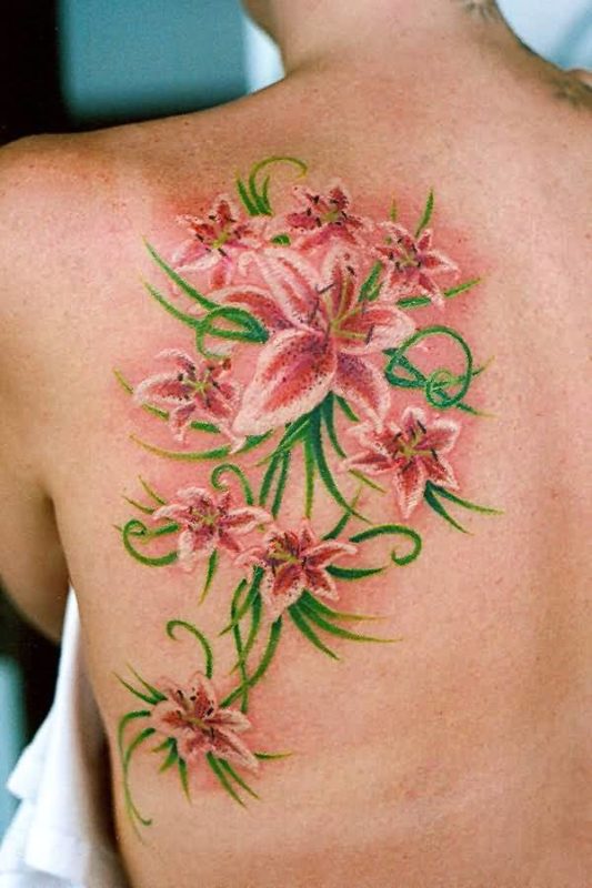 Flower Vine Shoulder Back Tattoo