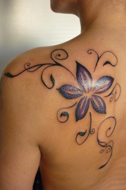 Flower Vine Shoulder Tattoo