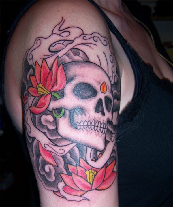 Flower With Skull Tattoo