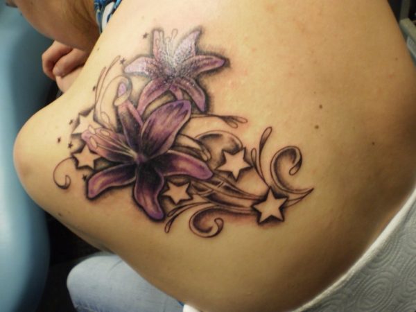 Flowers And Stars Tattoo Design