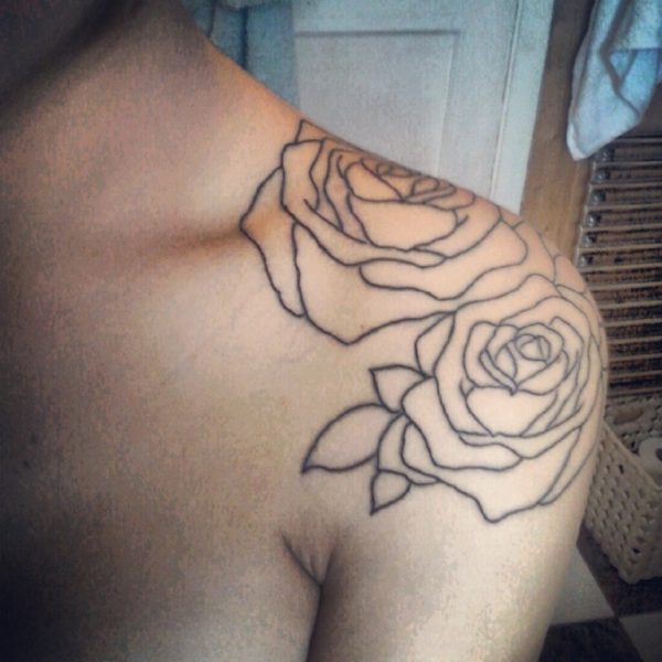 Flowers Tattoo On Girl Shoulder