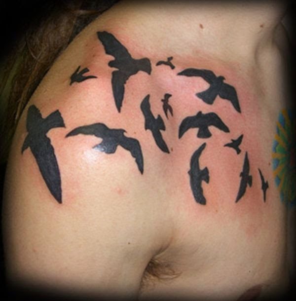 Flying Birds Shoulder Tattoo