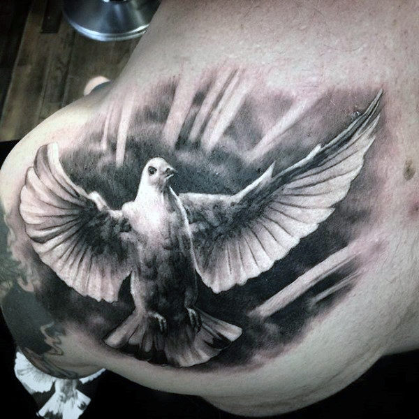 Flying Dove Shoulder Tattoo