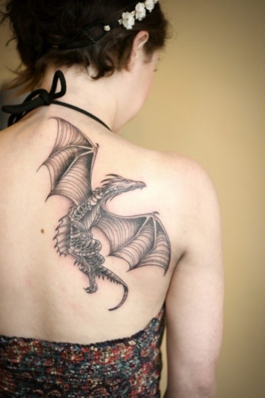Flying Dragon Shoulder Tattoo