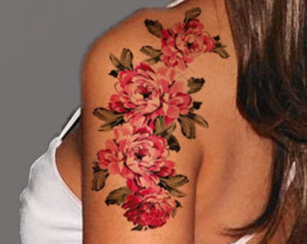 Four Beautiful Flower Colored Tattoo