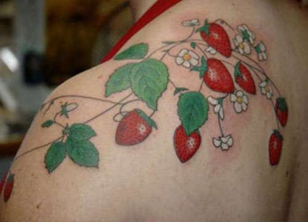 Fruit Vine Shoulder Tattoo