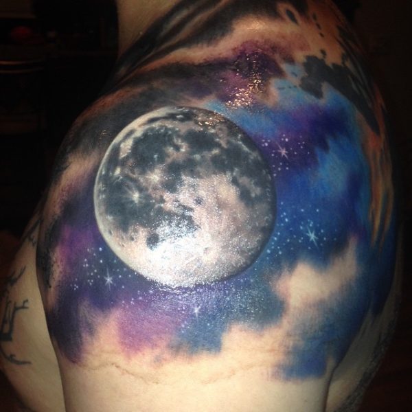 Full Moon With Cloud Tattoo Design