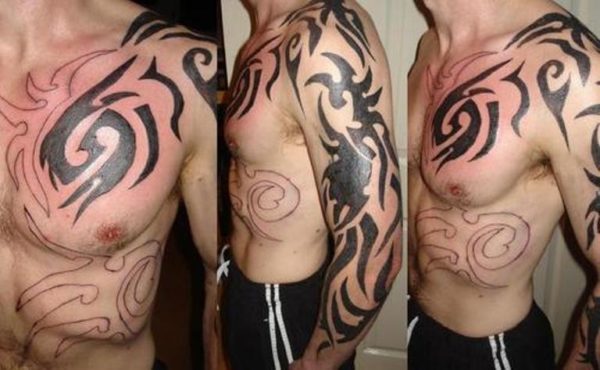 Full Shoulder Tribal Tattoo
