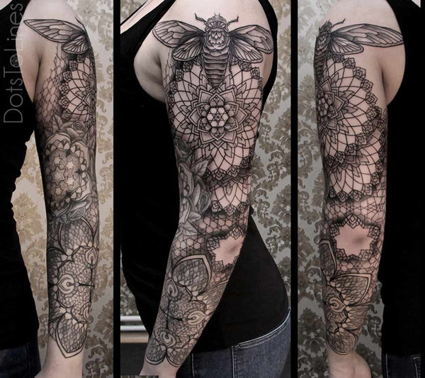 Full Sleeve Mandala Shoulder Tattoo