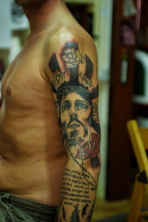 Full Sleeves Christ Tattoo