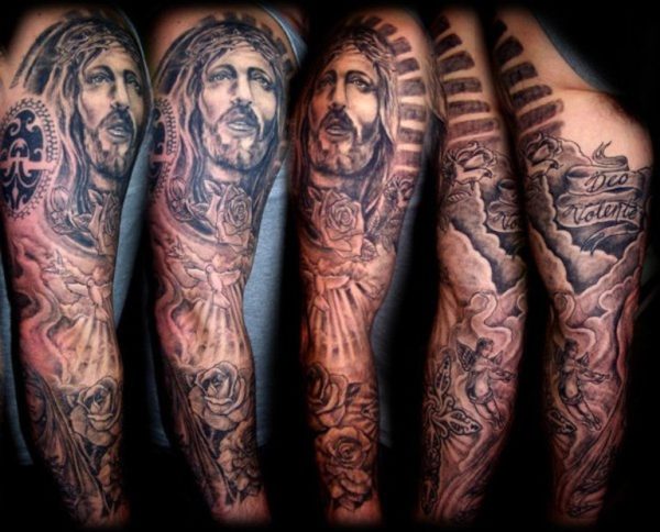 Full Sleeves Jesus Tattoo