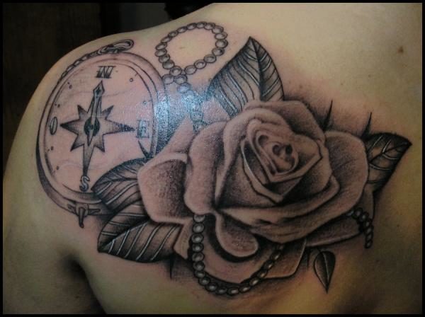 Garrett Rose Back Tattoo Shoulder