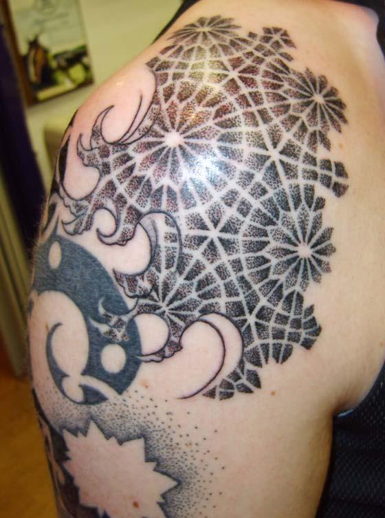 Geo Dotwork Shoulder Cover Up Tattoo