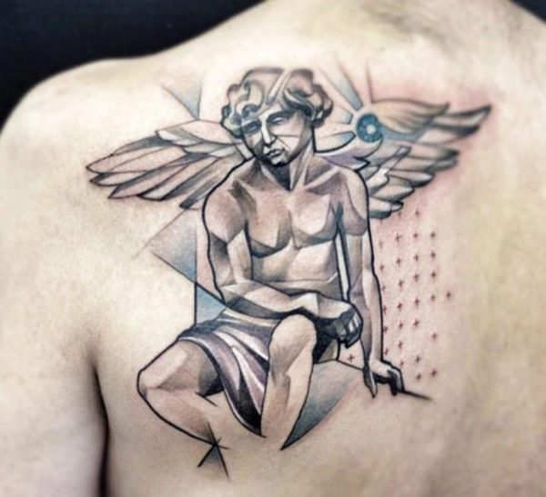 Geometric Angel Tattoo