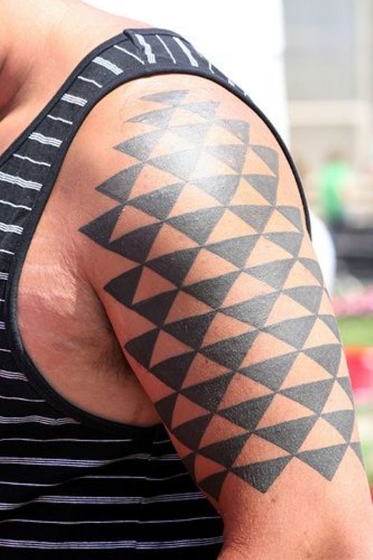 Geometric Black Shoulder Tattoo Design