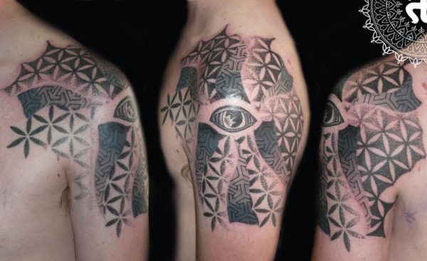 Geometric Eye Tattoo Design
