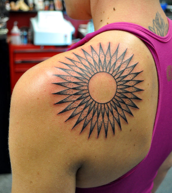 Geometric Shoulder Tattoo On Shoulder