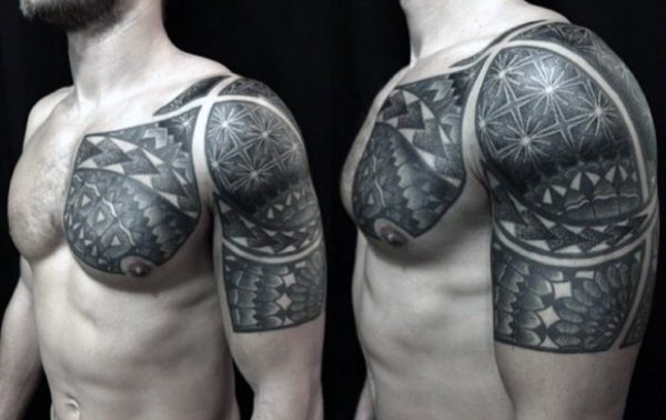 Geometric Tattoo On Left Shoulder