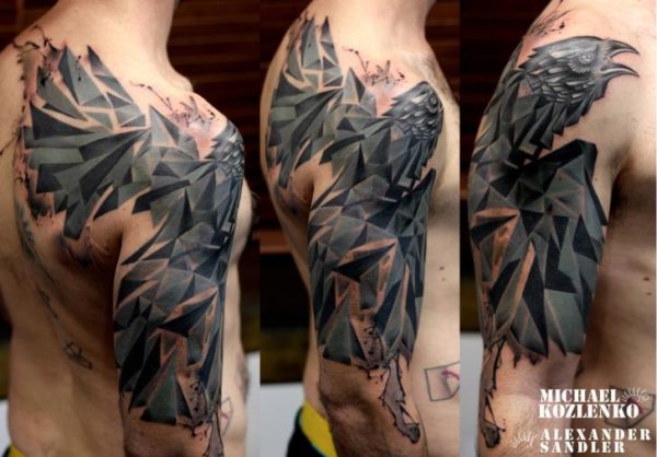 Geometric Eagle Shoulder Tattoo Design