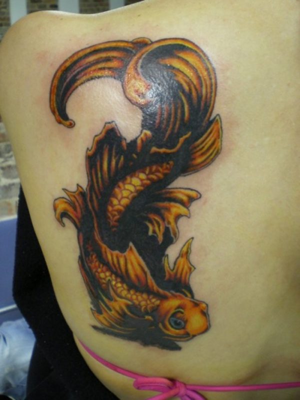 Golden Fish Shoulder Tattoo