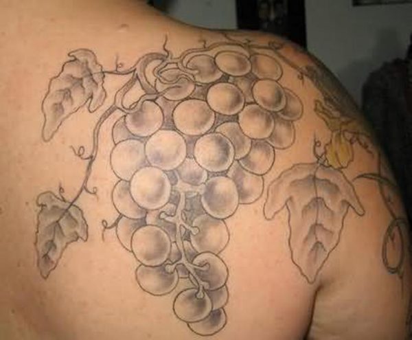 Grapes Vine Shoulder Back Tattoo