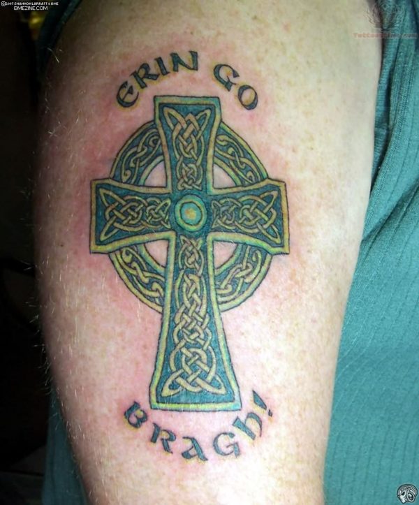 Green Cross Celtic Knot Tattoo
