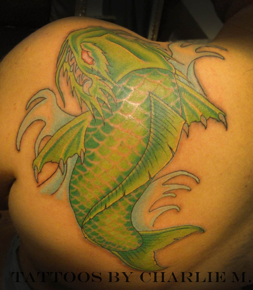 Green Fish Tattoo Design