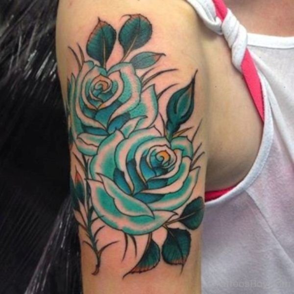 Green Rose Flower Tattoo