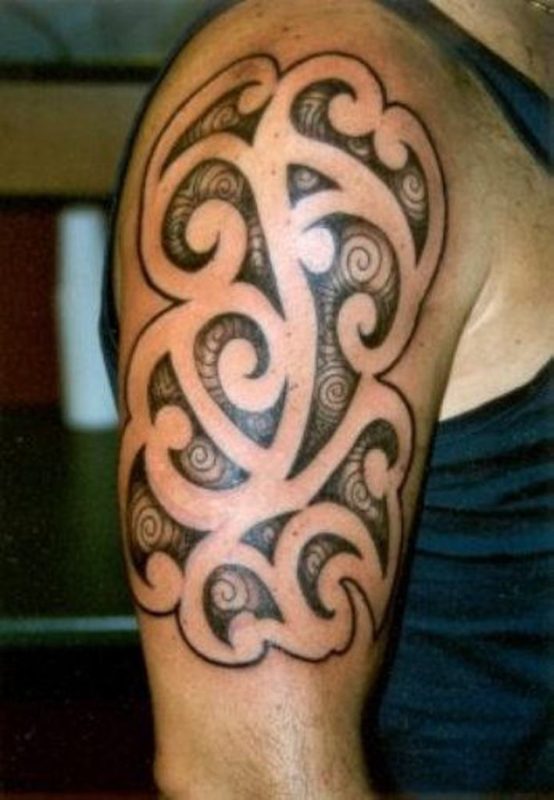 Grey And Black Maori Tattoo