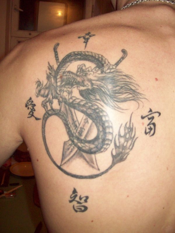 Grey Dragon Tattoo Design