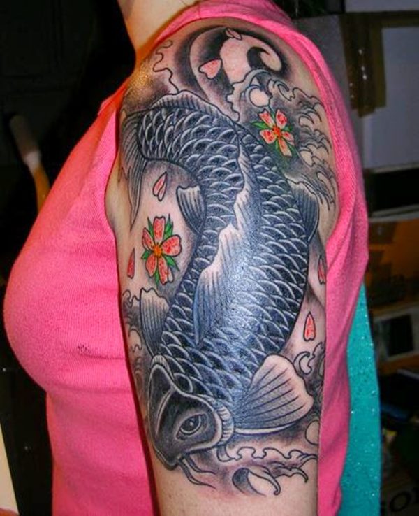 Grey Fish Designer Tattoo