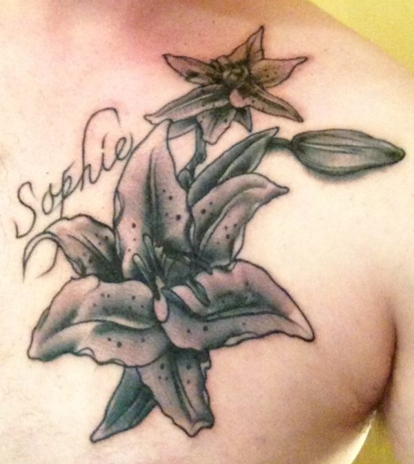 Grey Flower Tattoo For Men