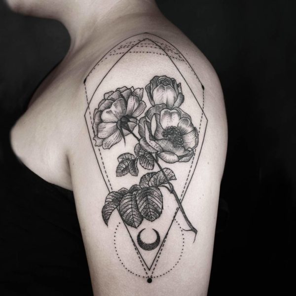 Grey Ink Geometric Tattoo